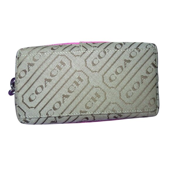 Coach Limited Edition Canvas Leather Pink Stripe Demi Baguette bag wristlet Set - Picture 4 of 10